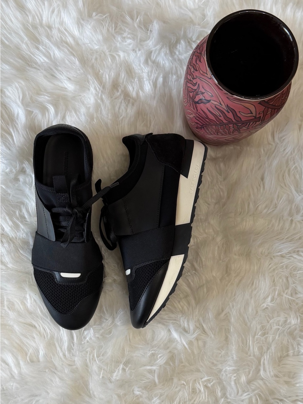Balenciaga Race Runner mesh and leather sneakers